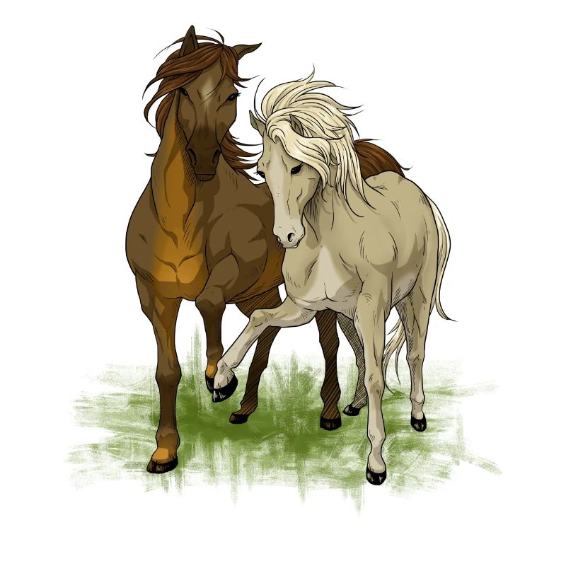 Amour du cheval - Dessin de chevaux aimants