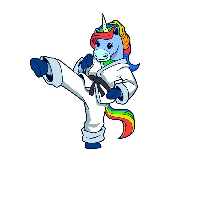 Comic Einhorn macht Karate