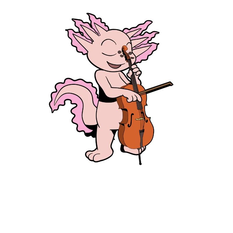 Comic Axolotl plays cello