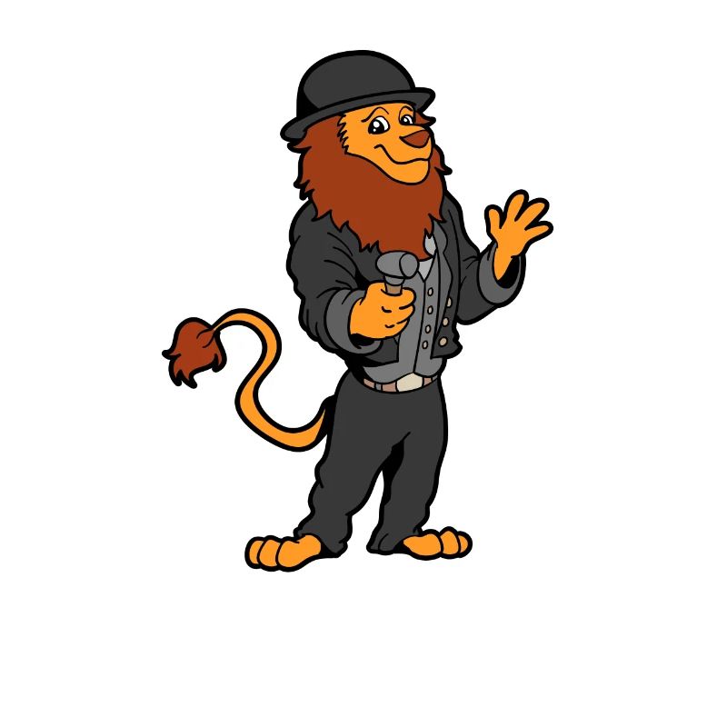 Comic lion en tant que charpentier