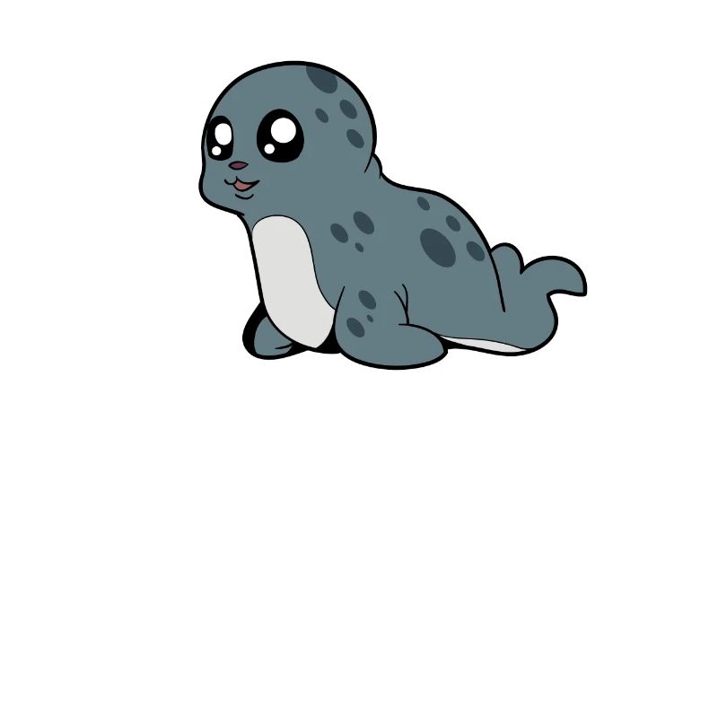 Phoque gris kawaii