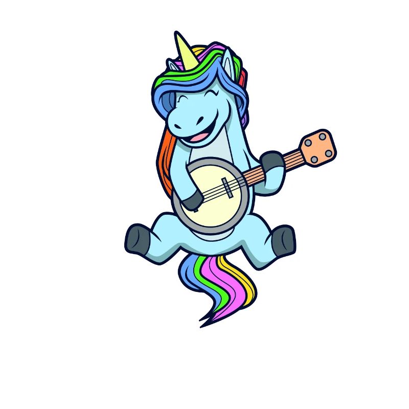 Comic Einhorn spielt Banjo