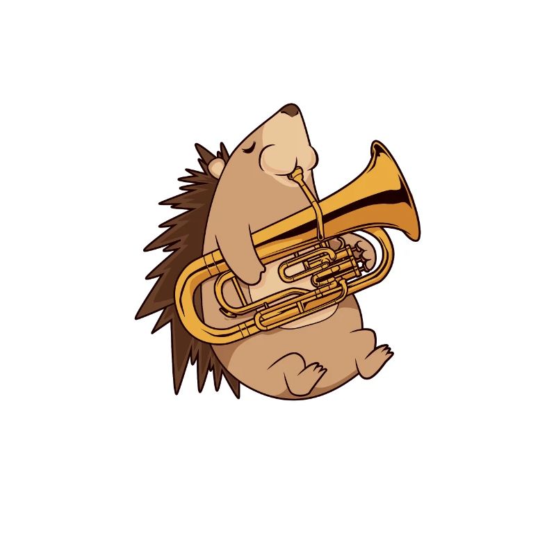 Hérisson de dessin animé jouant de l’euphonium