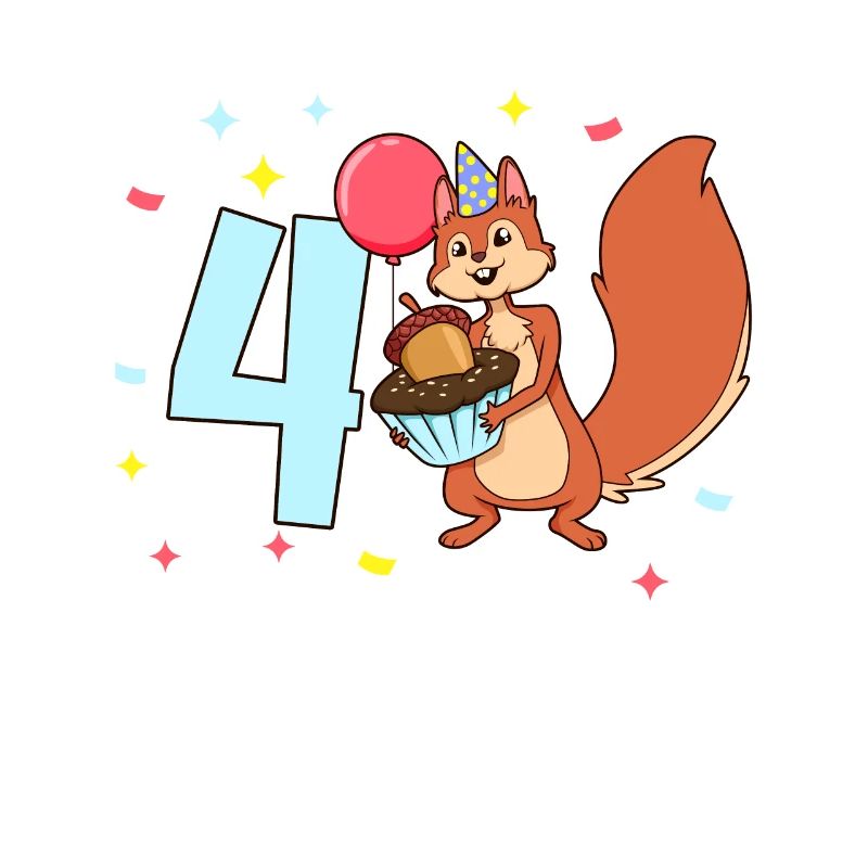 Mit Eichhörnchen - Kinder Geburtstag 4 Jahre