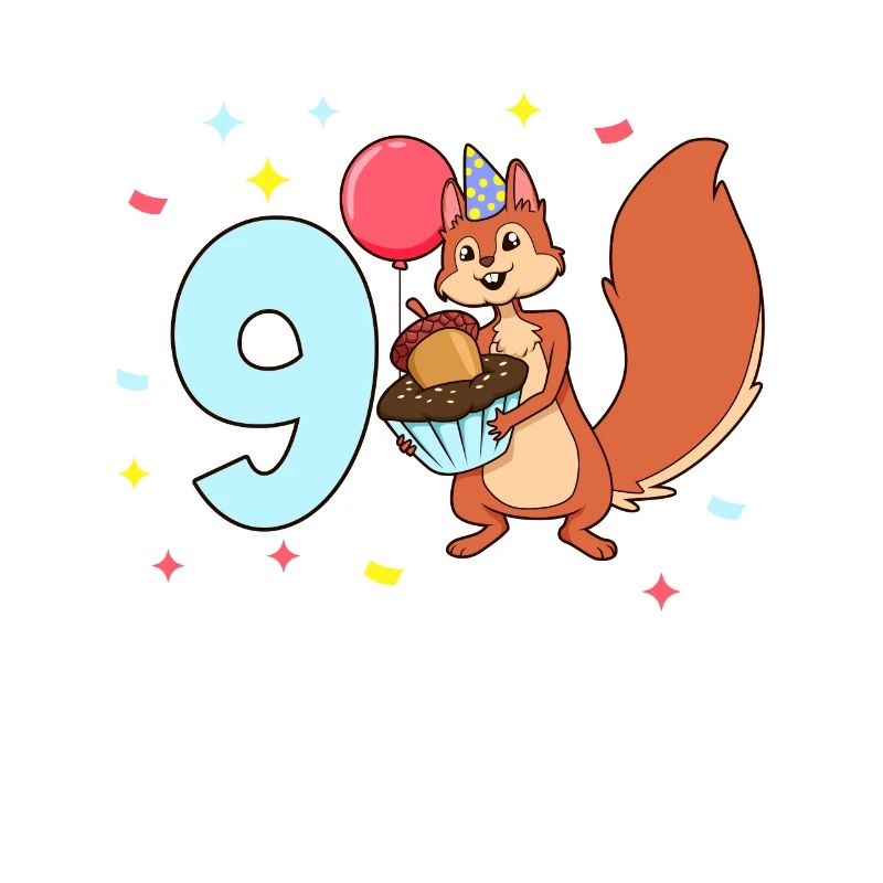 Mit Eichhörnchen - Kinder Geburtstag 9 Jahre