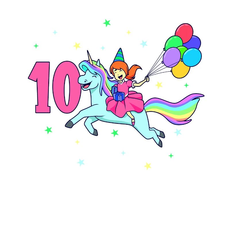 Mit Einhorn - Mädchen Geburtstag 10 Jahre