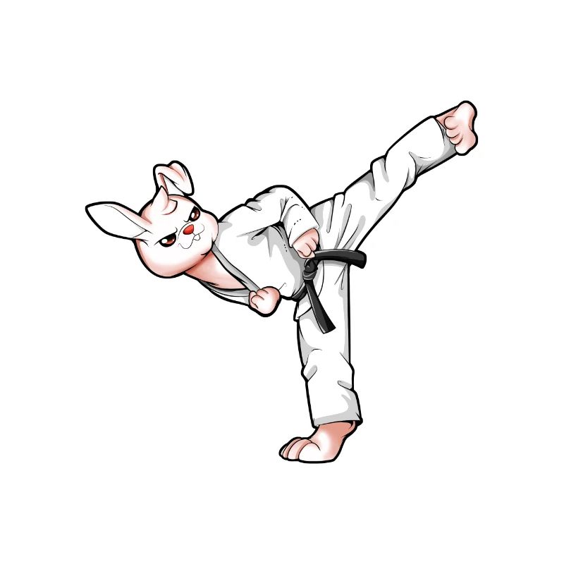 Cartoon Bunny Doing Hapkido