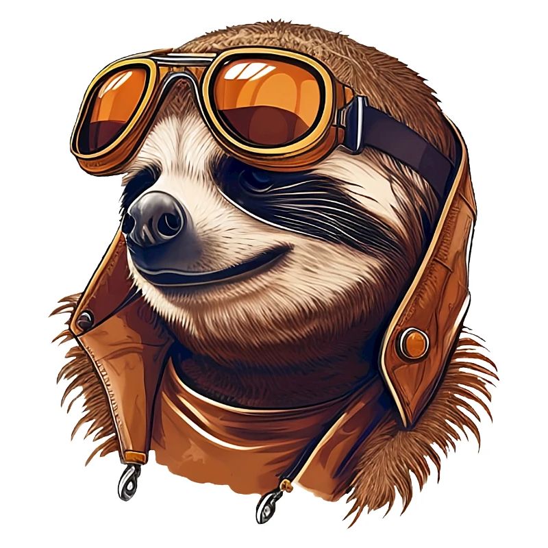 Sloth with aviator goggles