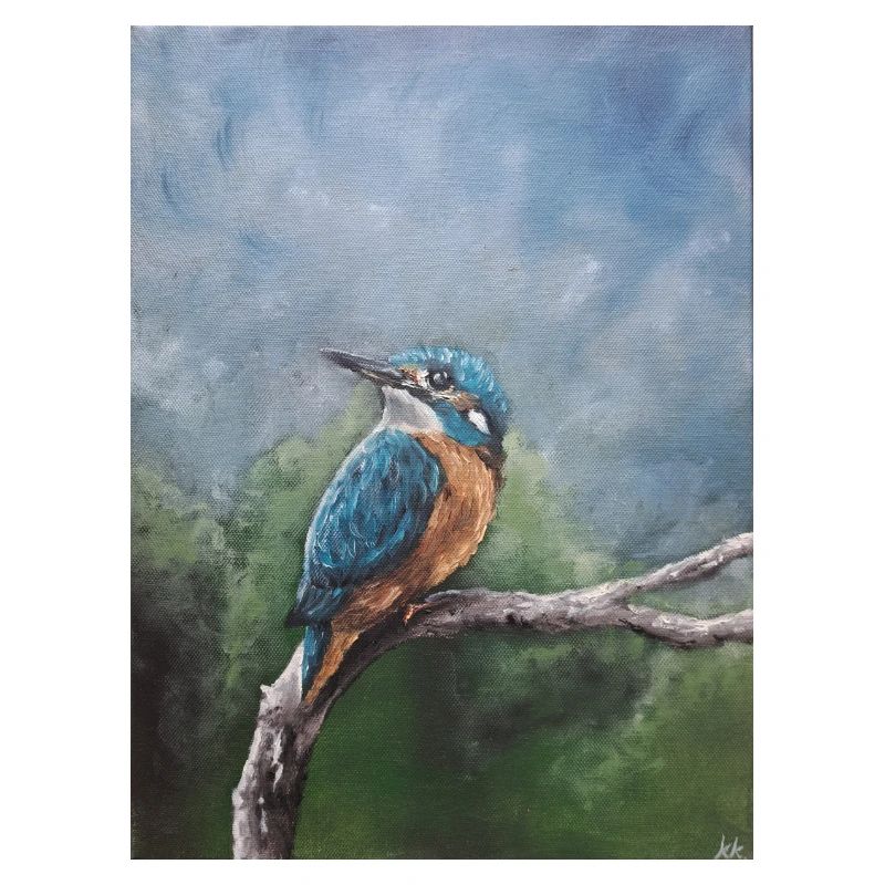 Lebendiger Eisvogel auf Ast Kunstwerk