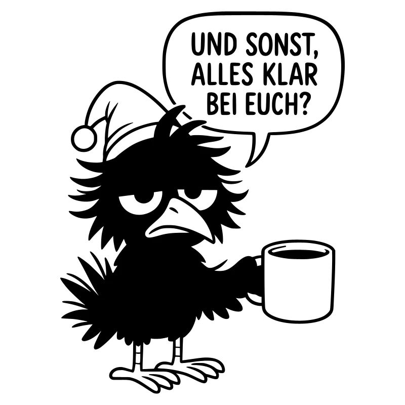 Corbeau noir avec capuchon endormi et bulle de dialogue