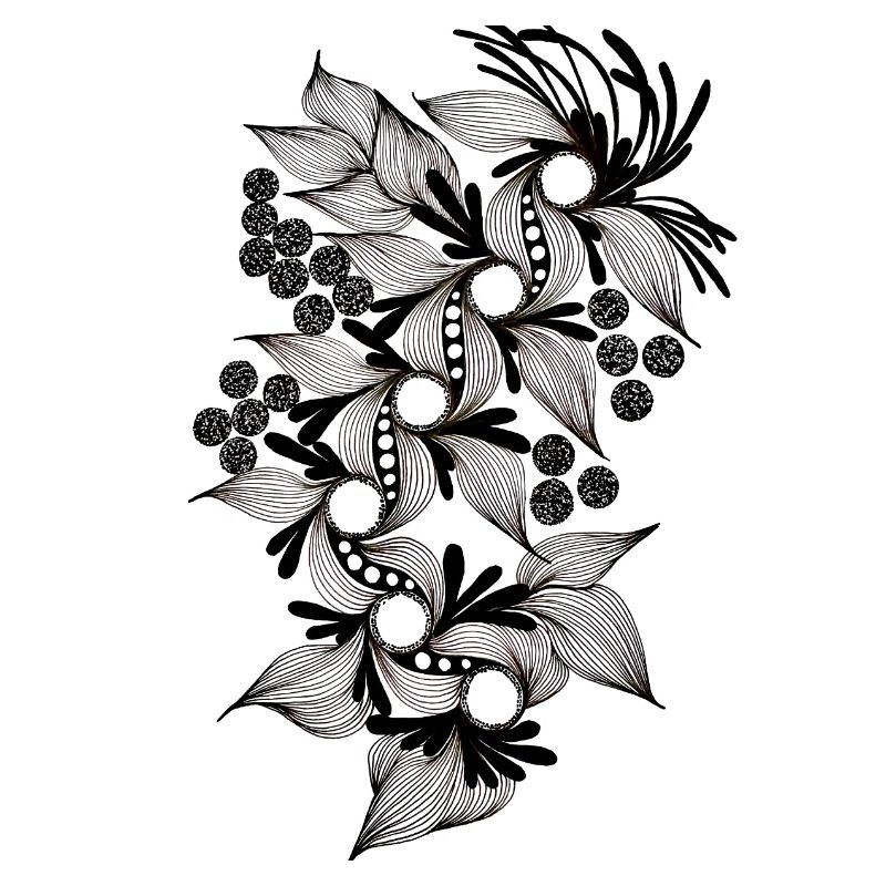 Spirale de fleurs noires et blanches