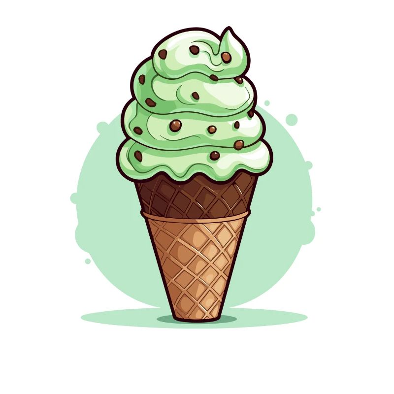 Cornet de crème glacée aux pépites de chocolat à la menthe