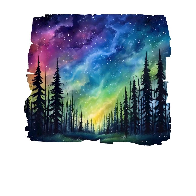 Magical forest landscape under a starry sky with
