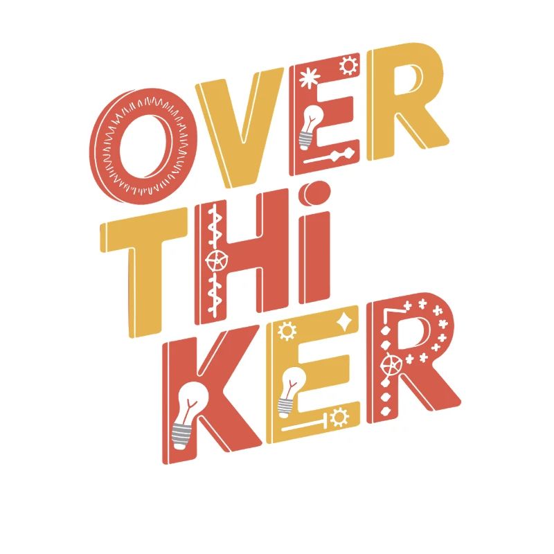 Creative overthinker design with light bulbs and