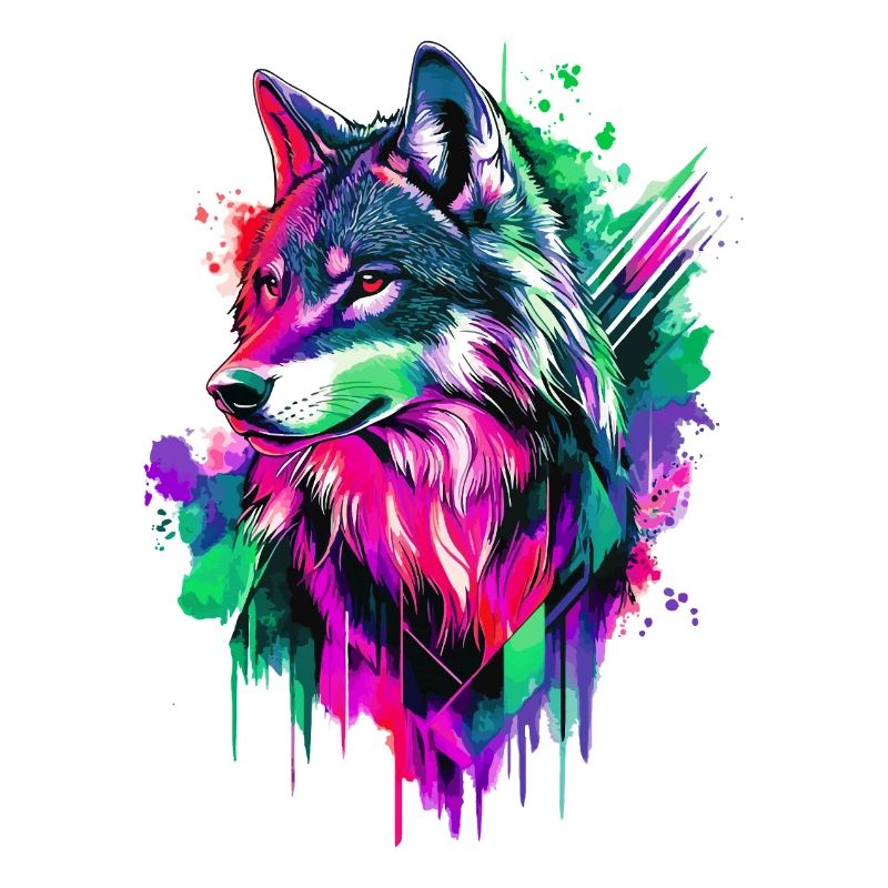 Wolf Wolf Head Predator Forest Nature Wilderness Colorful