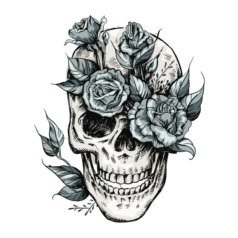 Skull skull with flowers gift idea