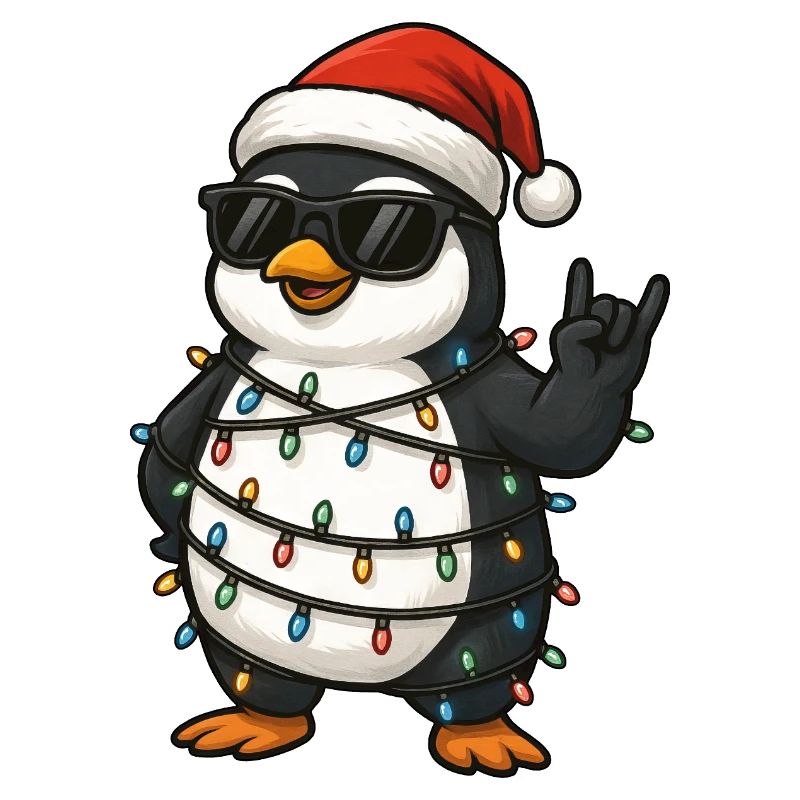 Clumsy Penguin Christmas String Lights Chaos Cool