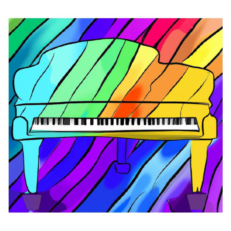 Piano devant l’arc-en-ciel