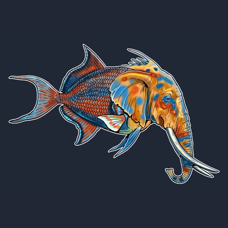 Fantastic creature: half elephant, half fish