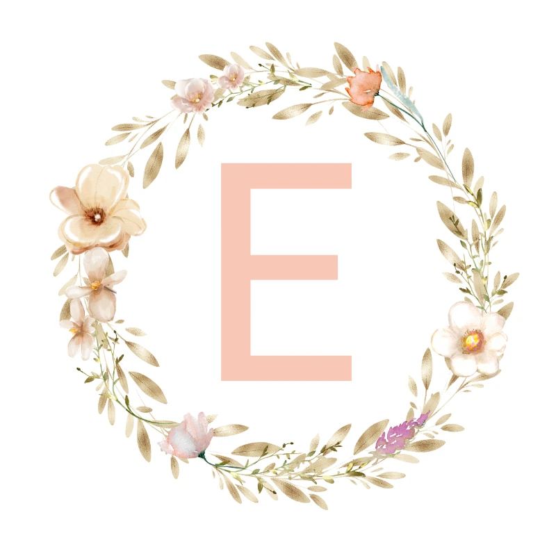 Customizable Monogram E Flower Wreath Boho