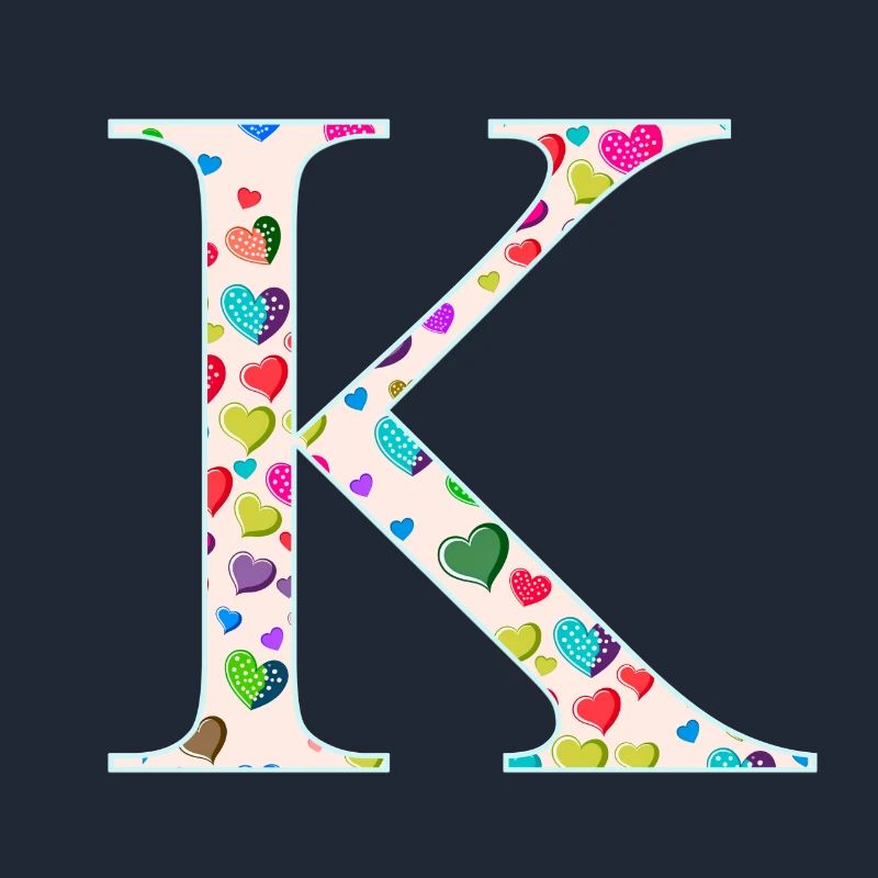 Customizable Monogram K Heart Pattern