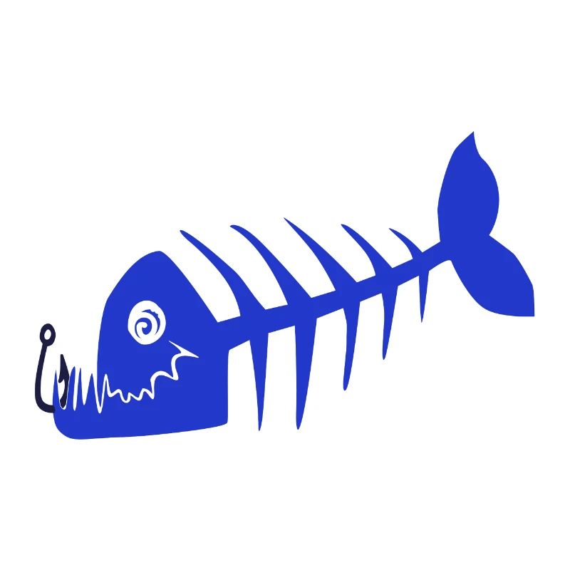 Blue bad fish pirate design. Skull