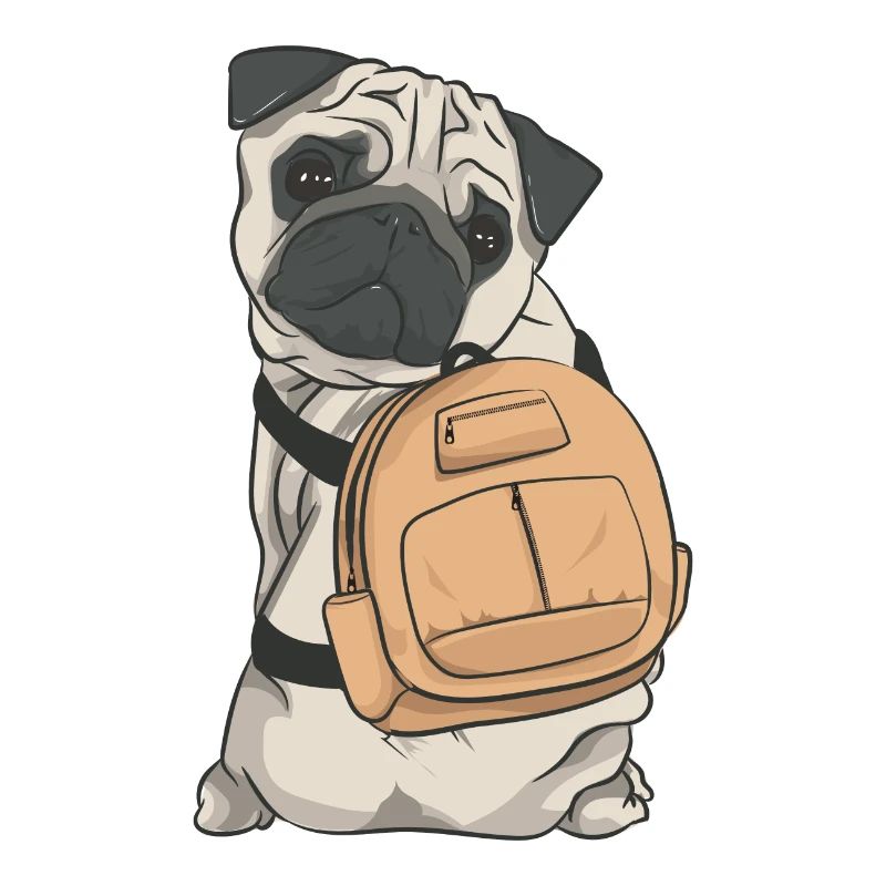 MOPS ON TRAVEL / PUG WITH A BACKPACK