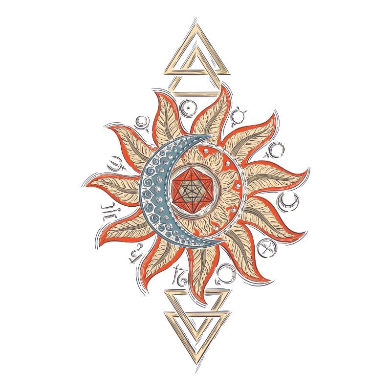 Sun moon hexagram triangle planet symbol