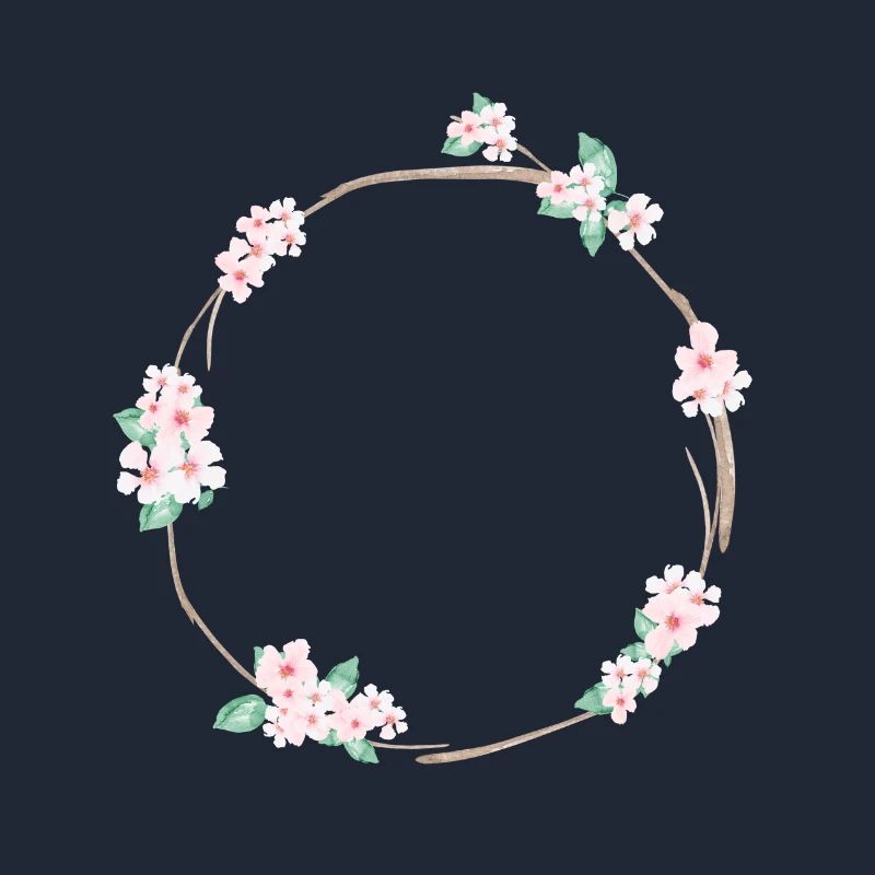 Flowers circle cherry blossoms customizable