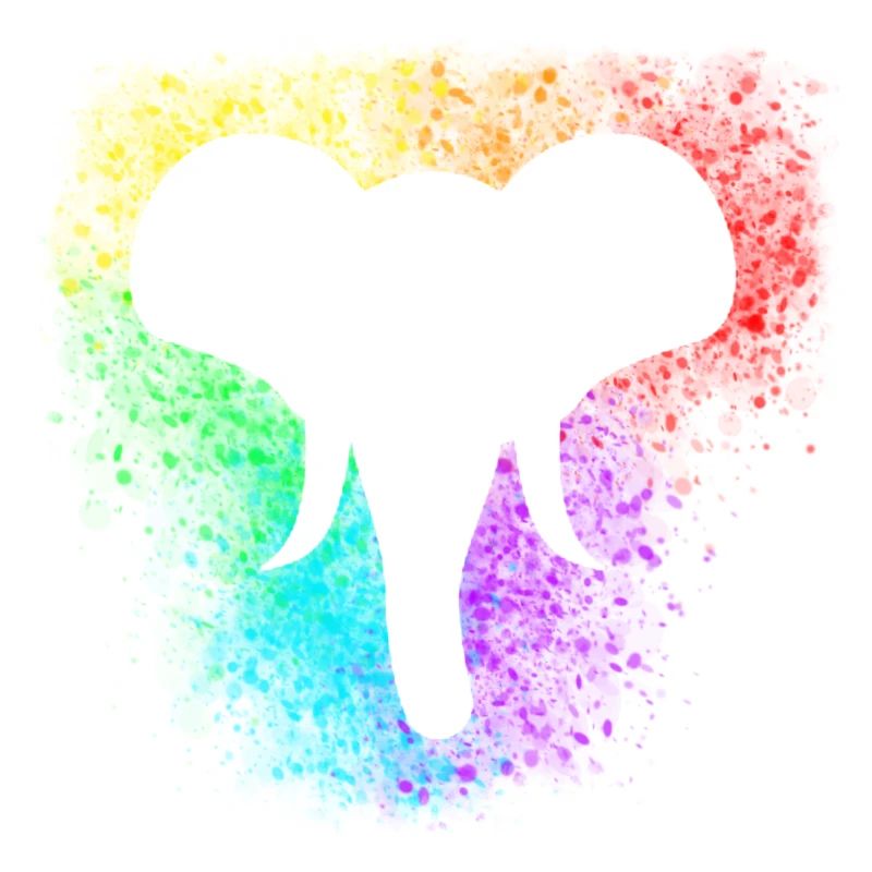 Rainbow splash elephant head