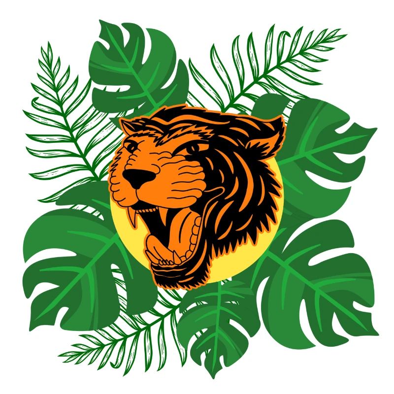 Tiger Dschungel brüllen Monstera Blätter Geschenk