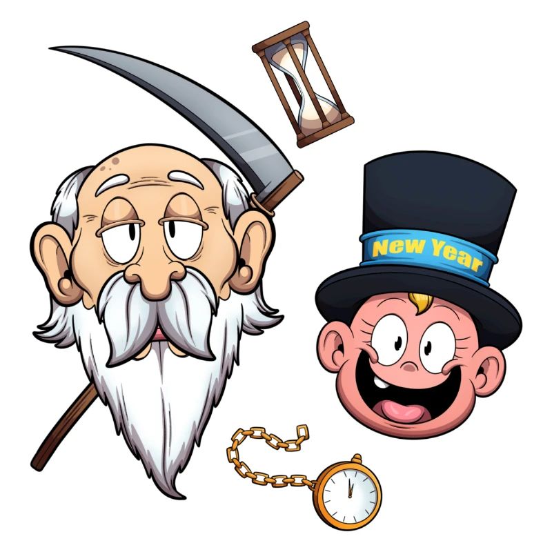 New Year Character Faces And Elements