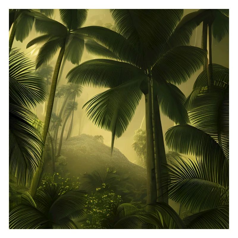 A forest with palm trees