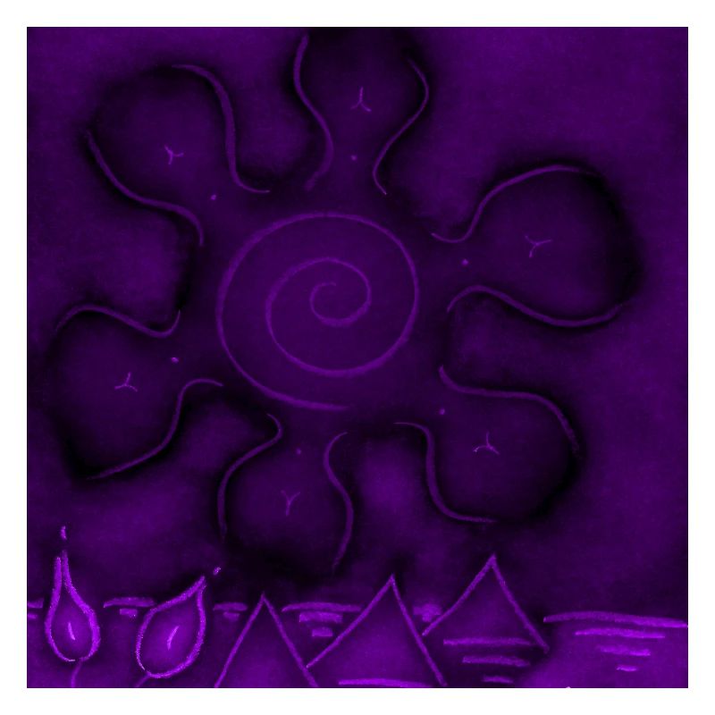 SUN ON PURPLE PYRAMIDS
