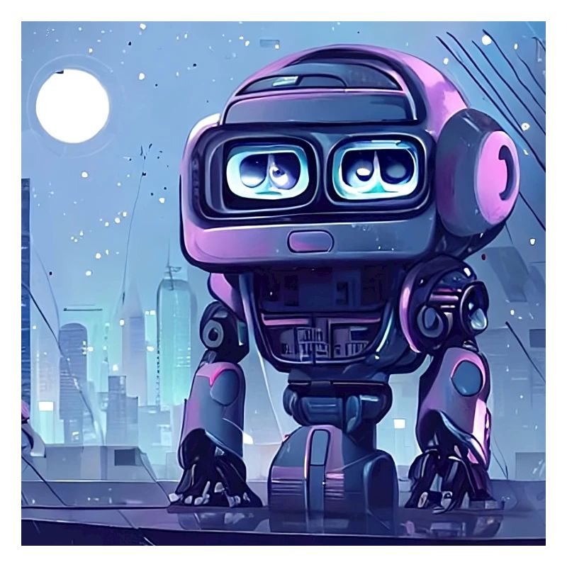 Des robots violets au clair de lune