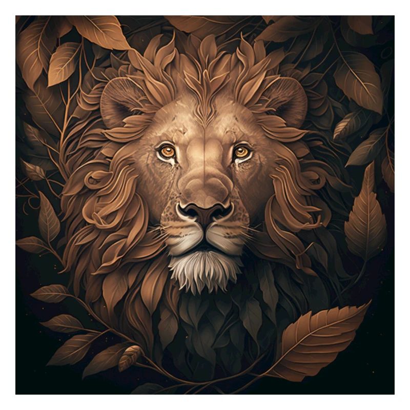 Roi lion feuilles
