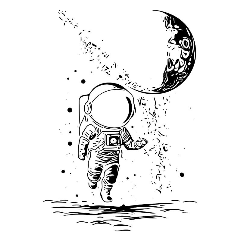 Astronaut in infinity with moon