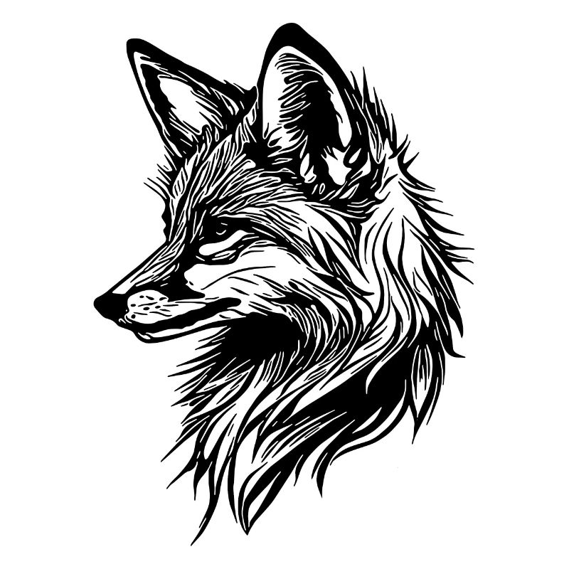 Cute elegant fox in tattoo ink