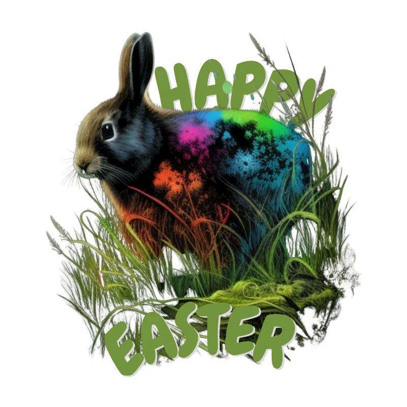 Happy Easter | Cute colorful painted Easter Bunny