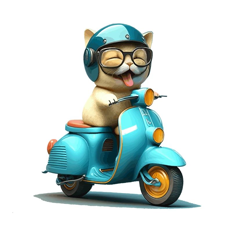 Lachende Katze auf Motorroller Geschenk