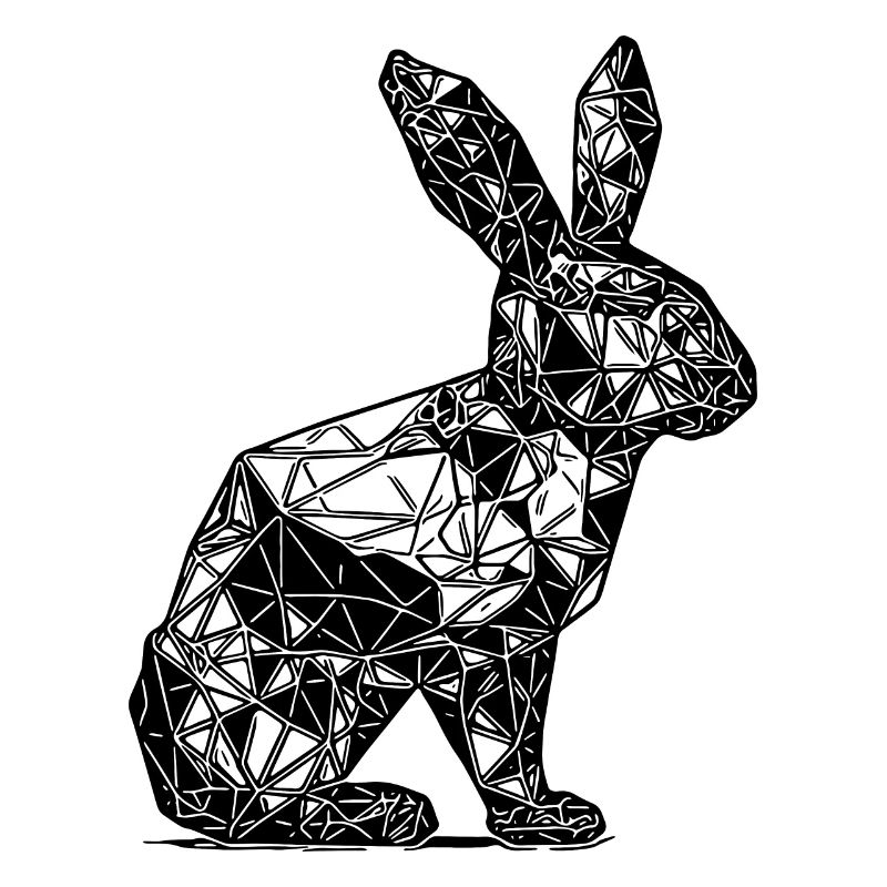 Geometric Lines Rabbit Rabbit Head