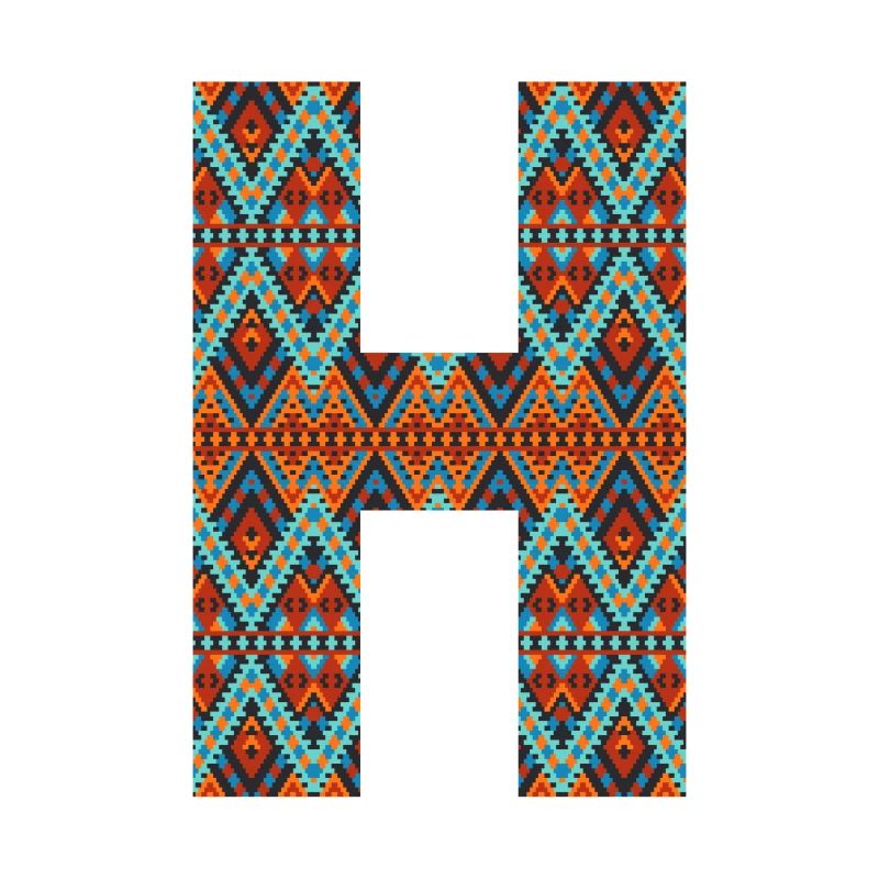 Buchstabe H - Boho-Design, buntes Monogramm