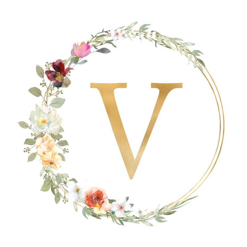 Customizable Monogram V Floral