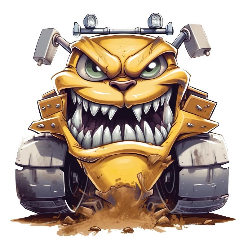 Une machine de construction agressive montre ses dents