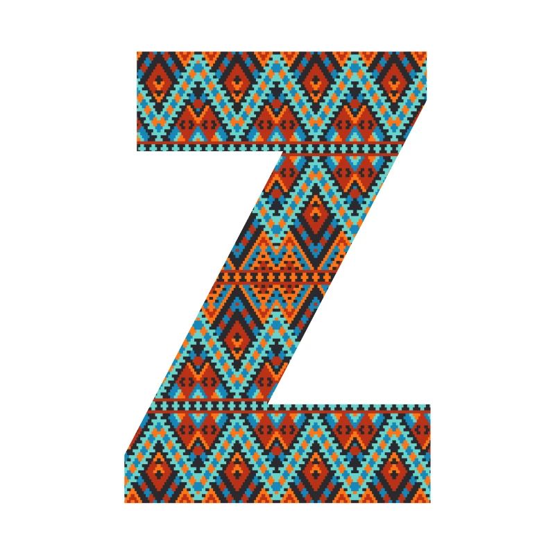 Buchstabe Z - Boho-Design, Buntes Monogramm