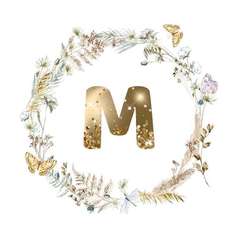M Monogramme Paillettes Boho Couronne