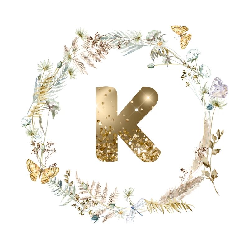 K Monogramm Glitter Boho Kranz