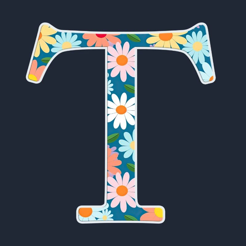 Customizable Monogram T Floral Pattern