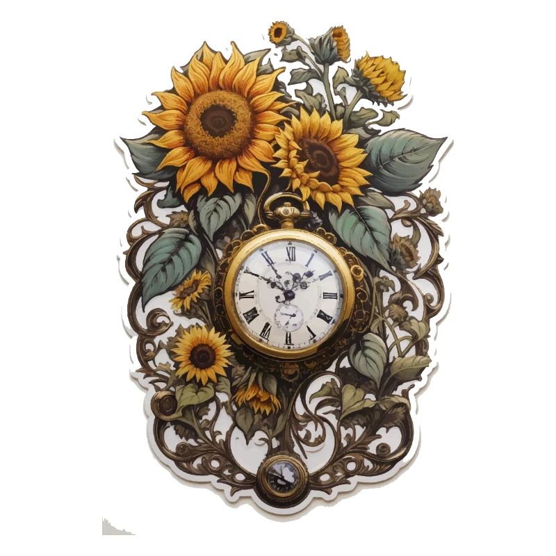 Uhr mit Sonnenblumen
