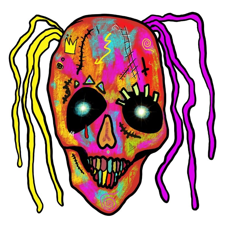 Neon Patchwork Schädel